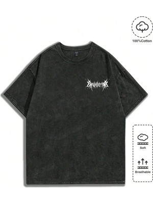 Touz Vintage Restless Graphic Yıkamalı Oversize T-Shirt