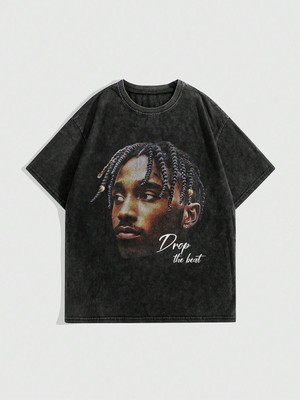 Touz Vintage Drop The Beat Graphic Yıkamalı Oversize T-Shirt
