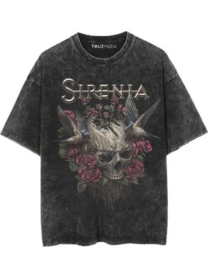 Touz Rock Serisi Sirenia Baskılı Unisex Oversize  T-Shirt