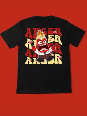 Touz Ters Yüz Karakterler Ön Arka Baskı Siyah Unisex T-Shirt