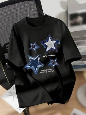 Touz Denim Star Baskılı Oversize T-Shirt