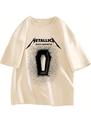 Touz Rock Serisi Metallica Death Magnetic Baskılı Unisex Oversize  T-Shirt