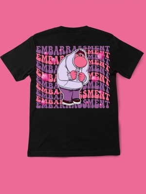 Touz Ters Yüz Karakterler Ön Arka Baskı Siyah Unisex T-Shirt
