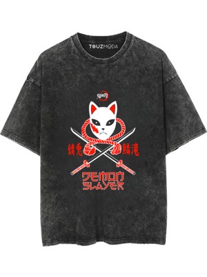 Touz Anime Demon Slayer Baskılı Unisex Oversize  T-Shirt