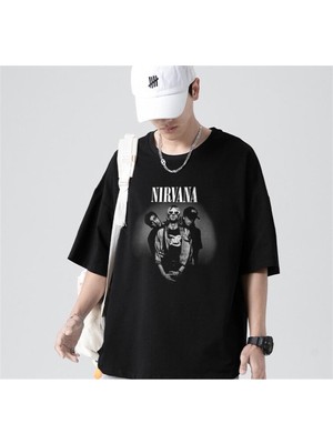 Touz Rock Serisi Nirvana Artists Siyah Unisex Oversize T-Shirt