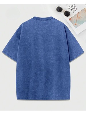 Touz Sushi Maki Baskılı Yıkamalı Vintage Unisex Oversize T-Shirt