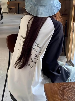 Touz Vintage Reglan Uzun Kollu Slogan Baskılı Beyaz T-Shirt