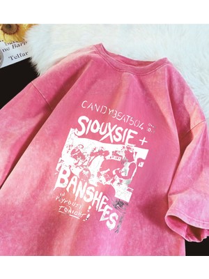 Touz Eysa Yıkamalı Siouxsie Banshees Oversize Eskitme T-Shirt
