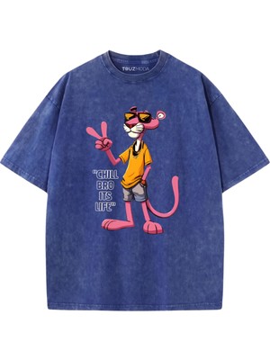 Touz Chıll Bro Its Lıfe Baskılı Yıkamalı Oversize Vintage Tshirt