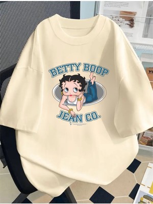 Touz Betty Boop Baskılı Unisex Oversize T-Shirt