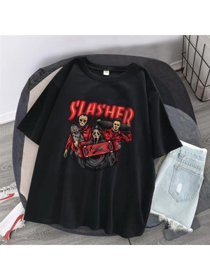 Touz Niiss Butik Red Slasher Siyah Unisex Oversize T-Shirt