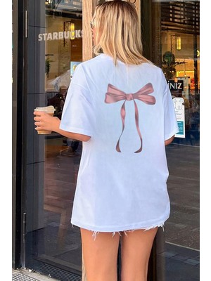 Touz Sırt Baskılı Fiyonk Yıkamalı Oversize Vintage Tshirt