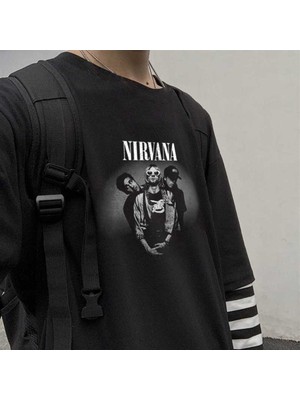 Touz Nirvana Artists Baskılı Sleeves Unisex Siyah T-Shirt