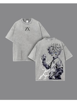Touz Hunter x Hunter Baskılı Yıkamalı Vintage Unisex Oversize T-Shirt