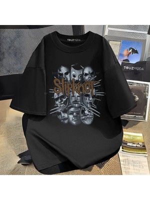 Touz Rock Serisi Slipknot Baskılı Unisex Oversize  T-Shirt
