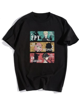 Touz Satu Moda & Triple Anime Kolaj Siyah Unisex Oversize T-Shirt