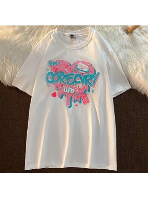 Touz Heart Fun Bear Beyaz Unisex Oversize T-Shirt