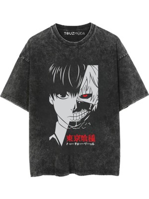 Touz Anime Tokyo Ghoul Baskılı Unisex Oversize  T-Shirt