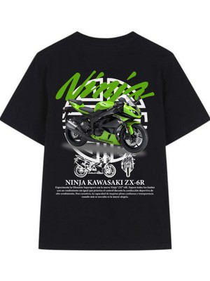 Touz Ninja Kawasaki Retro Baskılı T-Shirt