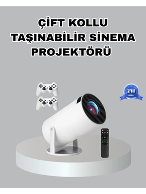 Aesco Taşınabilir Projeksiyon Cihazı 4K Destekli Wi-Fi Kablosuz Ekran Yansıtma