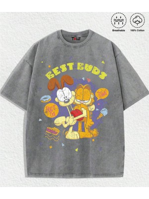 Touz Vintage Garfield Baskılı Unisex Oversize T-Shirt