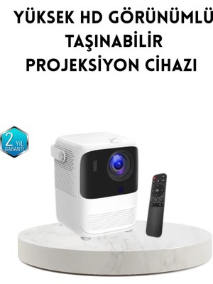 Aesco Taşınabilir Akıllı 1080P Projektör – 64GB Hafıza, 2gb Ram, Full Hd Görüntü, Kumandalı