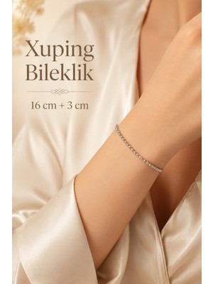 Sacce Scarves & Accessories Gümüş Renk Topçuklu Kadın Bileklik 16 cm + 3 cm