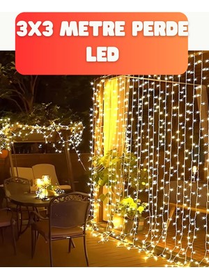 Aesco 3x3 Metre Şelale LED Perde Işık Iç Dış Mekân Dekorasyonu