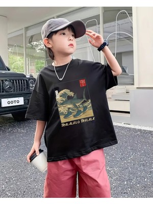 Touz Tung Tung Tung Sahur Baskılı Kids Siyah Unisex T-Shirt