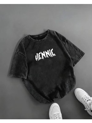 Touz Jennie Baskılı Yıkamalı Vintage Unisex Oversize T-Shirt