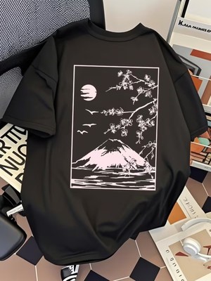 Touz Midnight Sakura Graphic Baskılı Unisex Oversize T-Shirt
