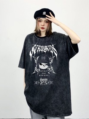 Touz Stray Kids Karma Baskılı Unisex Yıkamalı Vintage Oversize T-Shirt