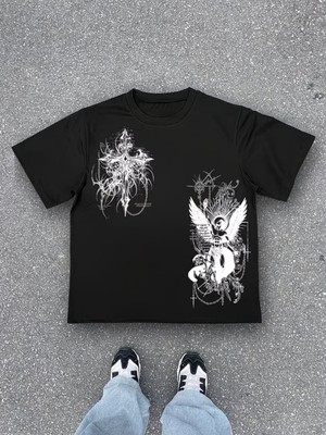Touz Gothic Retro Graphic Baskılı Unisex Oversize T-Shirt
