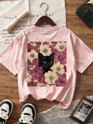Touz Flower Cat Y2K Unisex Yıkamalı Vintage T-Shirt