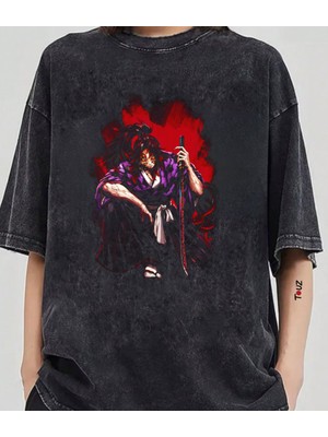 Touz Anime Demon Slayer Kokushibo Baskılı Unisex Oversize T-Shirt