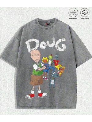 Touz Vintage Doug Baskılı Unisex Oversize T-Shirt