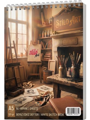 Stilo Art Eskiz Defteri A5 120 Gram Beyaz 50 Yaprak Spiralli