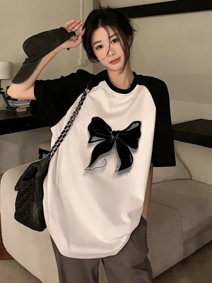 Touz Y2K Butterfly Beyaz Reglan Kol Oversize T-Shirt