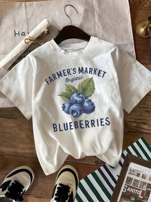 Touz Blueberry Baskılı Unisex Oversize T-Shirt