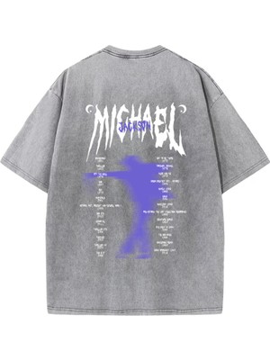 Touz Micheal Baskılı Yıkamalı Vintage Unisex Oversize T-Shirt