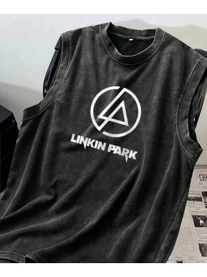 Touz Rock Serisi Linkin Park Logo Siyah Unisex Oversize T-Shirt
