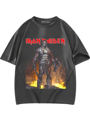 Touz Rock Serisi Iron Maiden Baskılı Unisex Oversize  T-Shirt