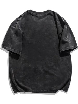 Touz Vintage Owl And Girl Baskılı Oversize Vintage T-Shirt