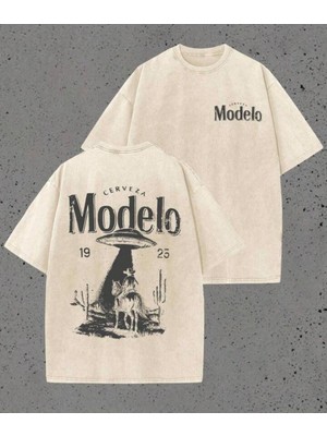 Touz Modelo Baskılı Yıkamalı Vintage Unisex Oversize T-Shirt