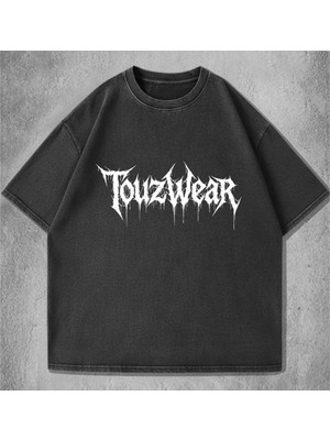 Touz Wear Baskılı Yıkamalı Vintage Unisex Oversize T-Shirt