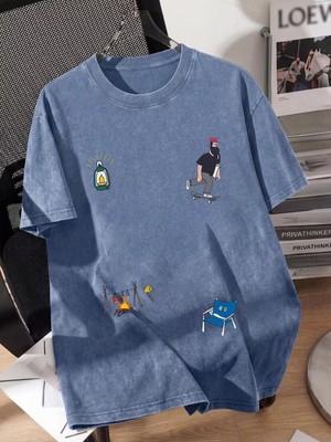 Touz Alone Life Baskılı Yıkamalı Vintage Unisex Oversize T-Shirt