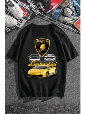 Touz Lamborghini Retro Baskılı T-Shirt