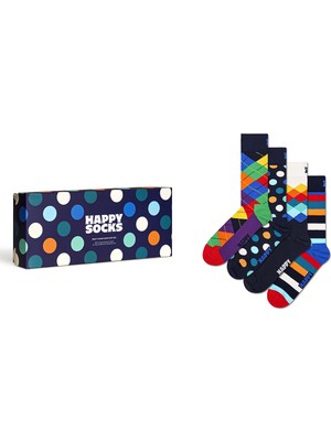 Happy Socks Kadın Çok Renkli Desenli Pamuklu 4'lü Çorap Seti XMIX09-6050