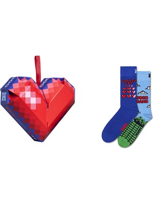 Happy Socks Erkek Çok Renkli Desenli Pamuklu 2'li Çorap Seti P003363