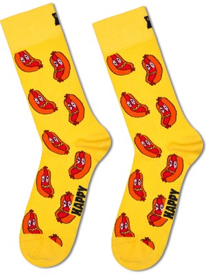 Happy Socks Erkek Sarı Desenli Pamuklu Çorap P004499